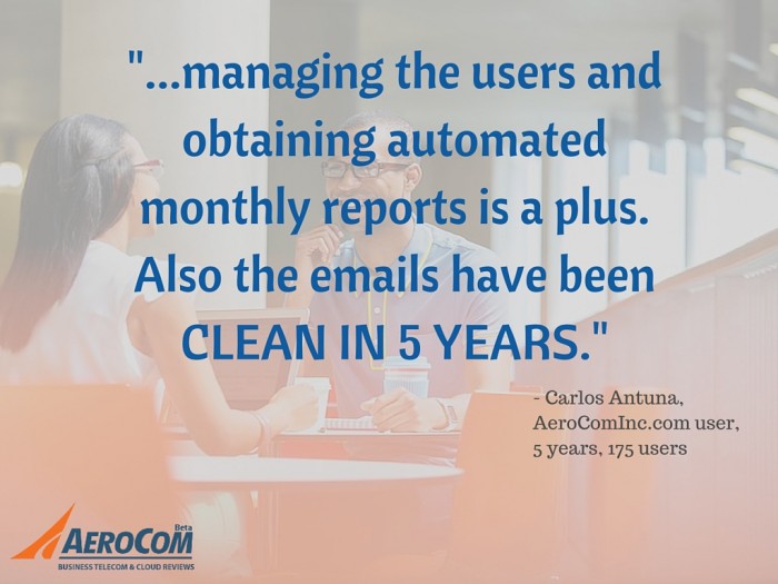 Gmail for Business Review: "managing the users and obtaining automated monthly reports is a plus. Also the emails have been clean in 5 years."